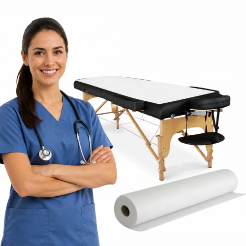 Prześcieradło STANDARD Podkład medyczny z włókniny, włókninowy, włóknina w rolce biały  70cm x 50m